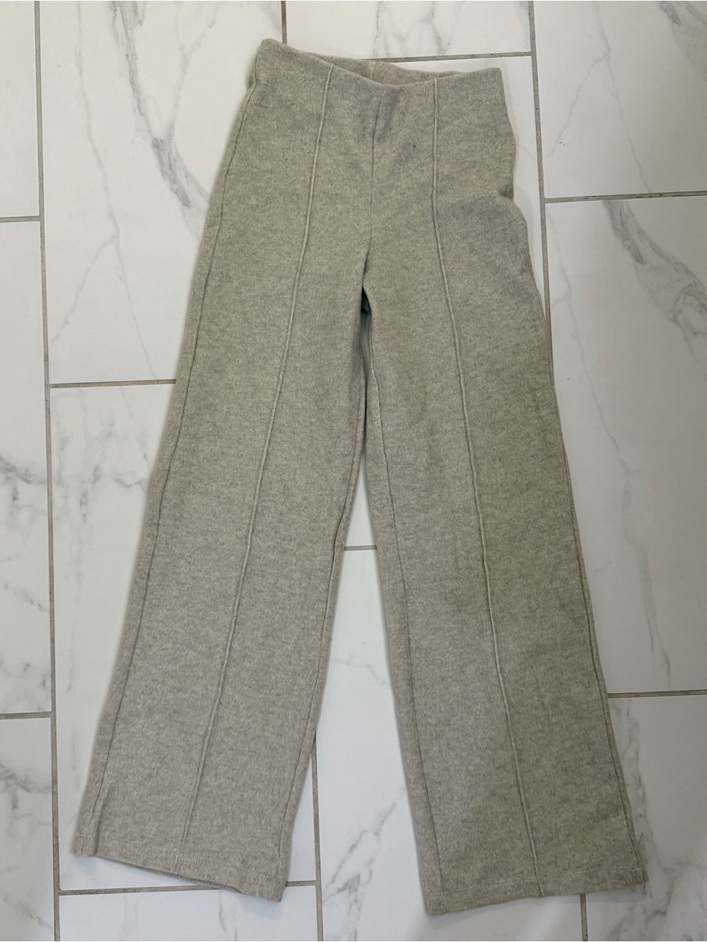 H&M Women’s Neutral Gray Knit Wide-Leg Pants - size XS